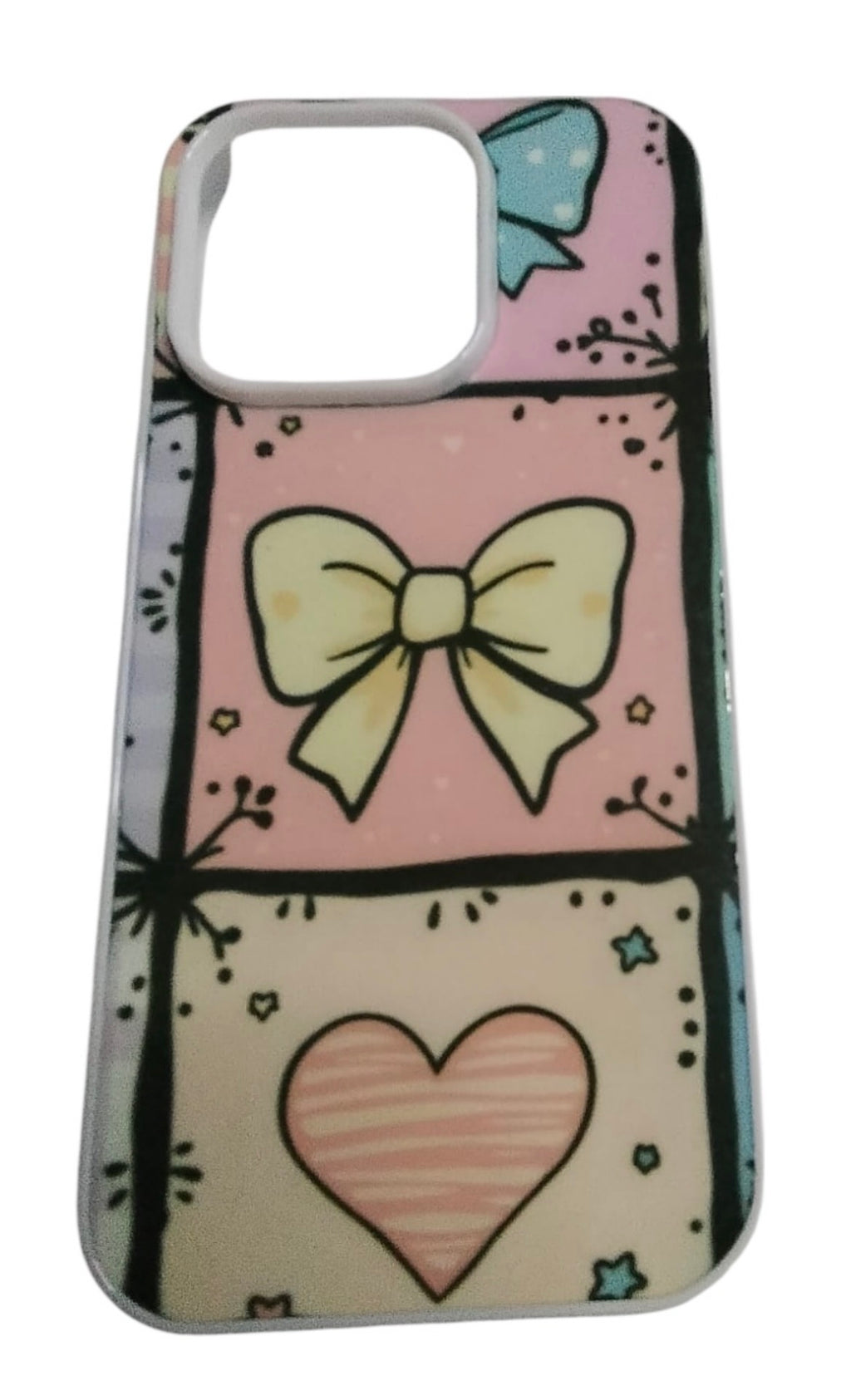 Cute Pastel Bow Design Heart Phone Case Compatible with iPhone