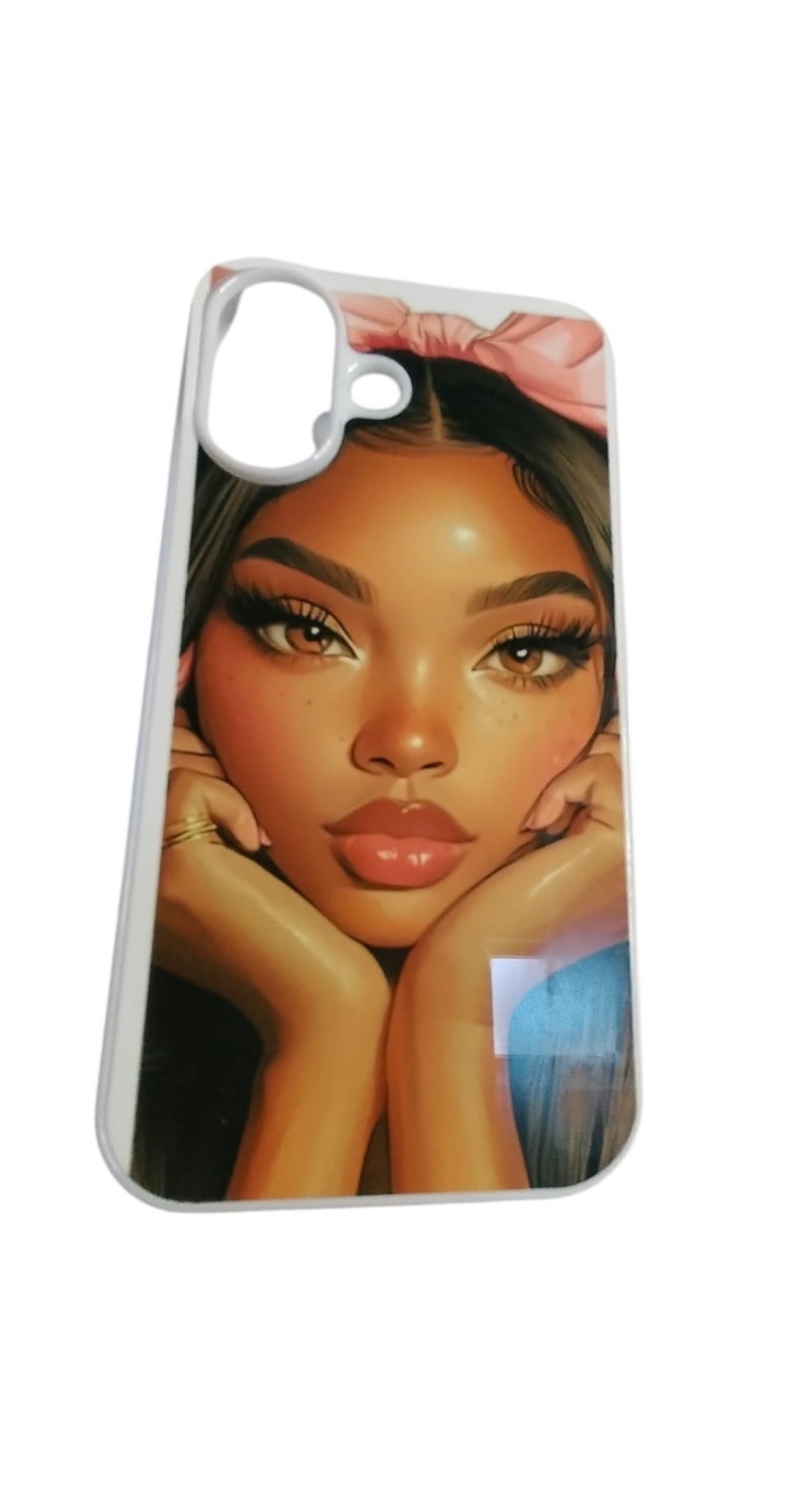 Elegant Girl with Pink Bow Phone Case Compatible with iPhone