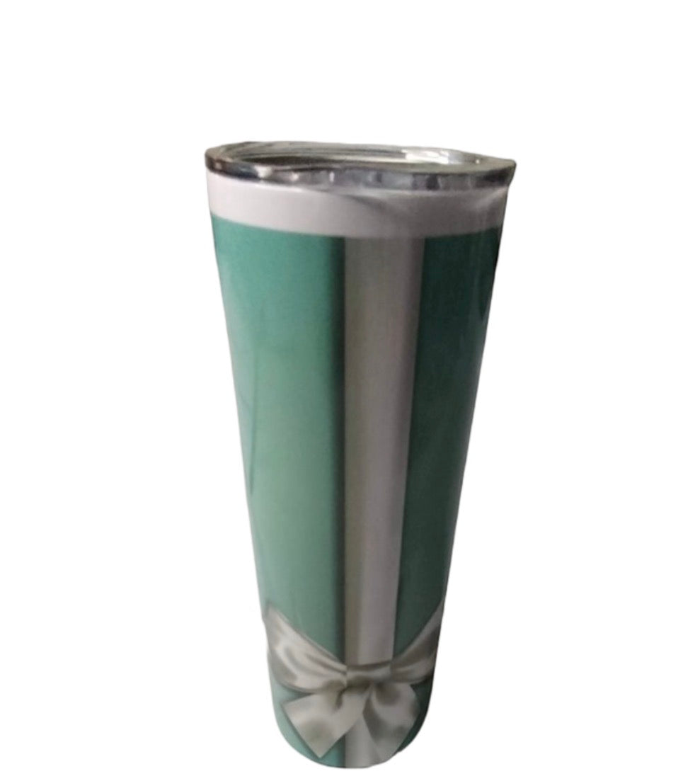Elegant Gift Box-Inspired 20oz Tumbler with Straw