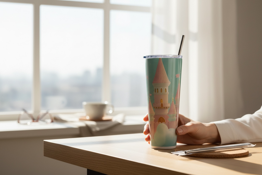 Fantasy Castle Stainless Steel Tumbler (with Straw)**