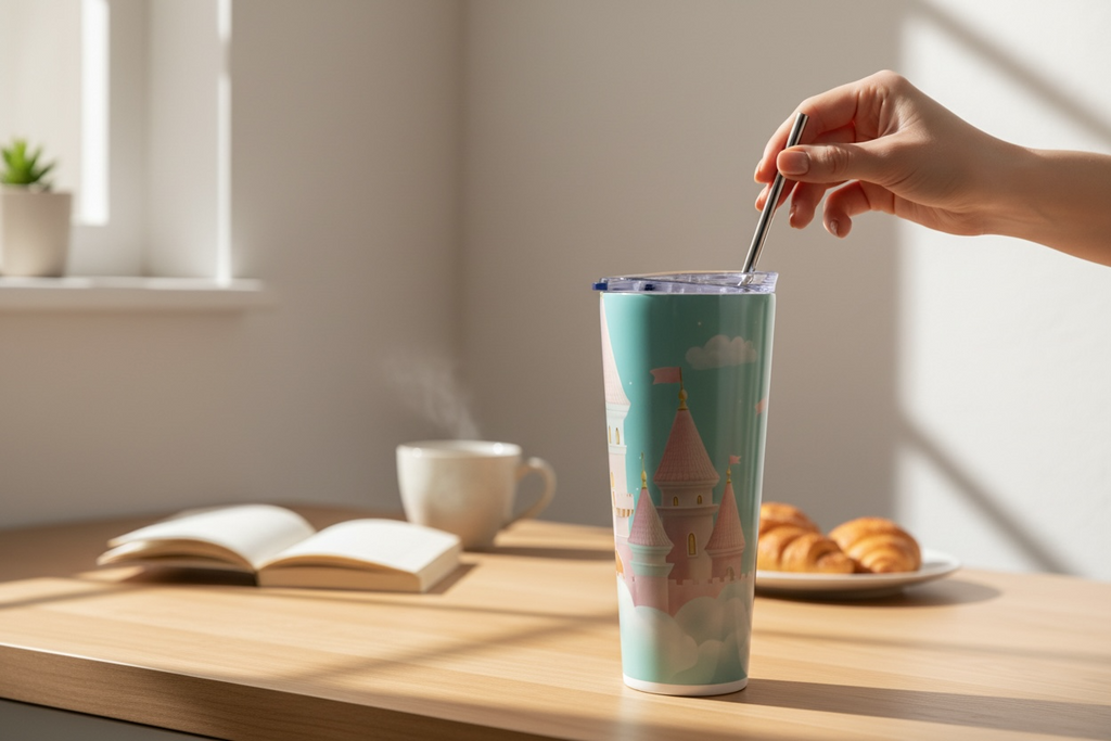 Fantasy Castle Stainless Steel Tumbler (with Straw)**