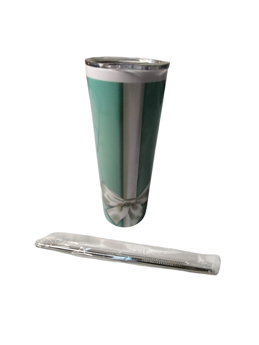 Elegant Gift Box-Inspired 20oz Tumbler with Straw