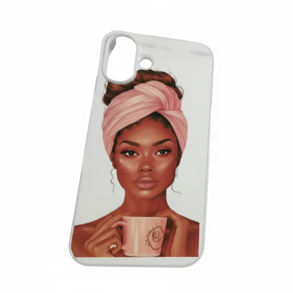 Elegant Woman with Coffee Cup Phone Case Compatible with iPhone