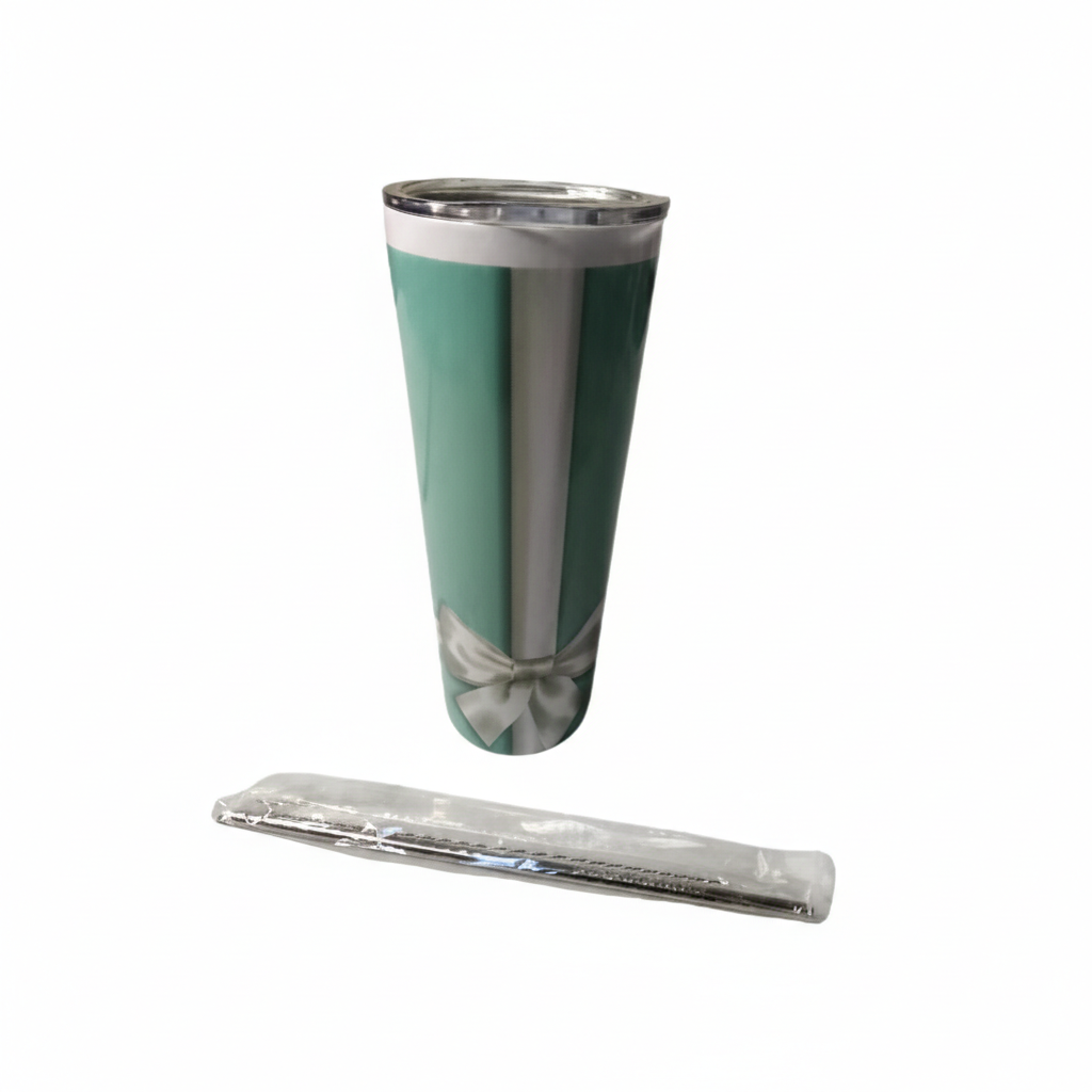 Elegant Gift Box-Inspired 20oz Tumbler with Straw