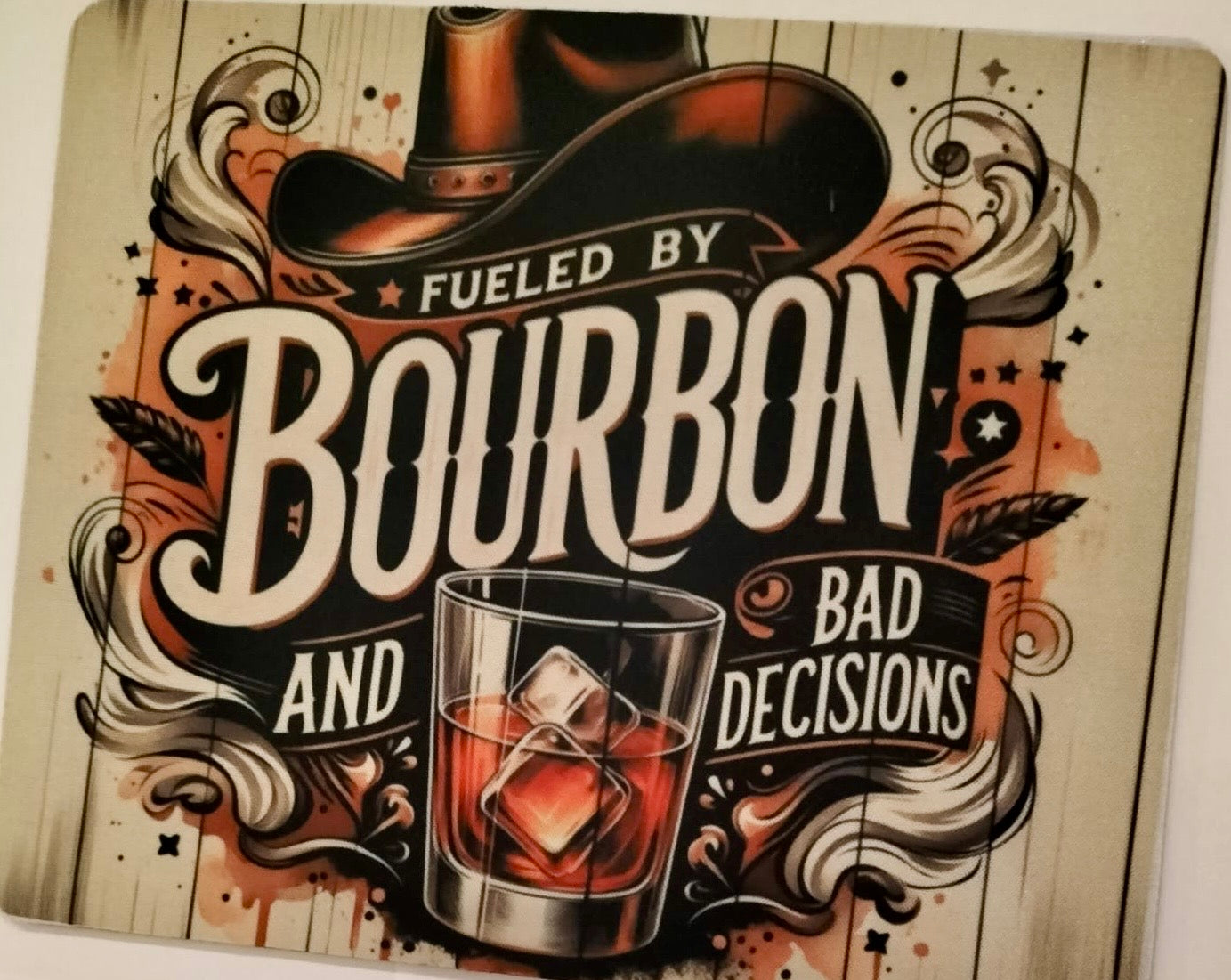 Fueled by Bourbon and Bad Decisions Mouse Pad