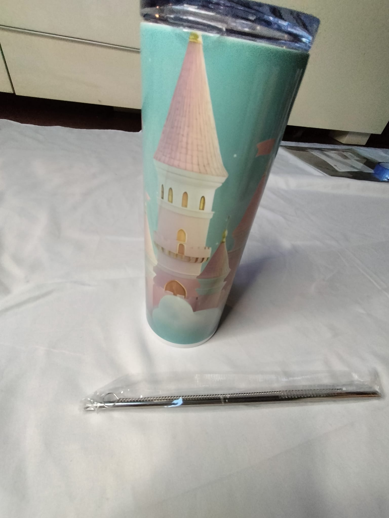 Fantasy Castle Stainless Steel Tumbler (with Straw)**